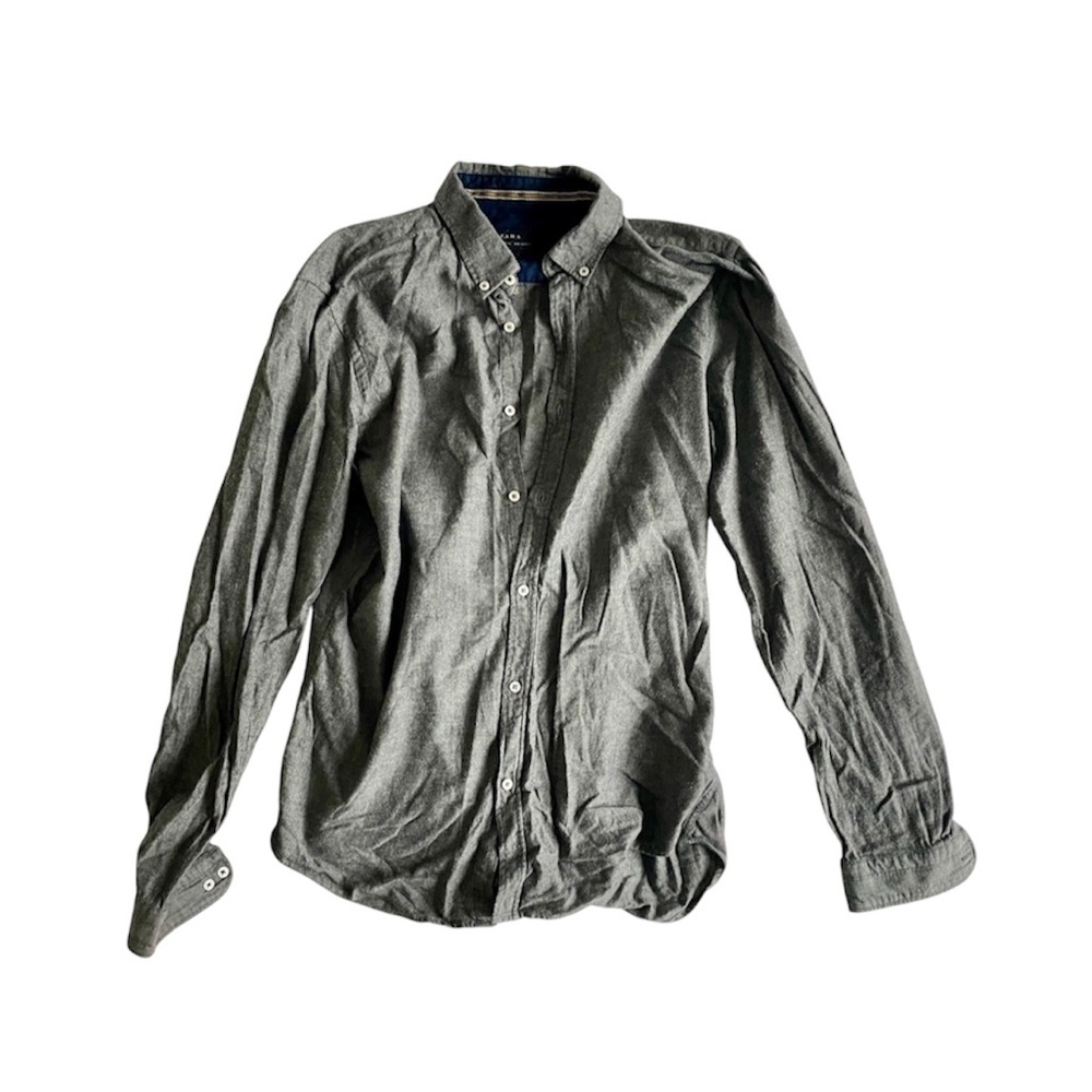 Zara Man Dark Grey Button Up Shirt Size M